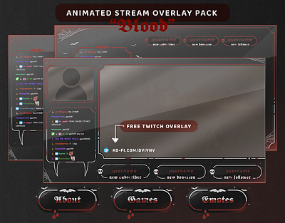 Free Stream Overlay + Animated Twitch Pack "Bl00d" free stream design free twitch overlay stream stream graphics stream overlay twitch twitch design twitch graphics