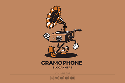 Gramophone Music branding cartoon design gramophone graphic design icon illustration logo mascot music retro vector vintage