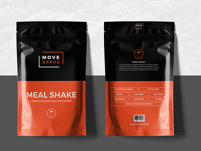 Meal Shake - Packaging black doypack fitness health minimal modern nutrition orange packaging supplements