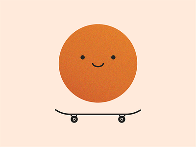 skating sun circle cute orange round skate smiley sun