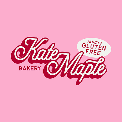 Kate Maple Bakery | Always Gluten-Free | Logo baked goods bakery bakery logo cream gluten free logo pink pink and red pink and white pink white and red red vintage