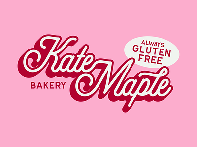 Kate Maple Bakery | Always Gluten-Free | Logo baked goods bakery bakery logo cream gluten free logo pink pink and red pink and white pink white and red red vintage