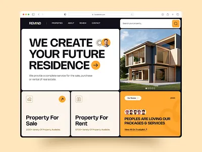 Real Estate Web Header v2 graphic design hello dribbble hero section landing page modern product design property management real estate real estate agent remind creative saas service startup business trendy ui ui design ux visual design web design website design
