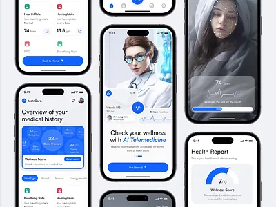 [Animation] MetaCare - AI Telemedicine App ai telemedicine animation doctor app ehr electronic health report electronic medical report emr face recognition health app health care health report health scanning health tracker heart rate hospital app interaction mobile app motion graphic telehealth app telemedicine