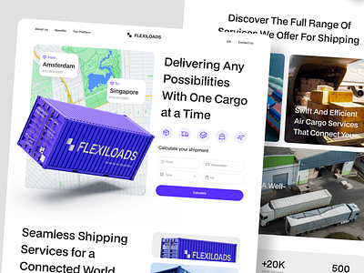 FlexiLoads - Cargo Shipping Landing Page 🚚 cargo cargo service company container corporate delivery delivery service landing page logistic company logistic websiter logistics parcel shipment shipping shipping container shipping tracking transportation ui web design website