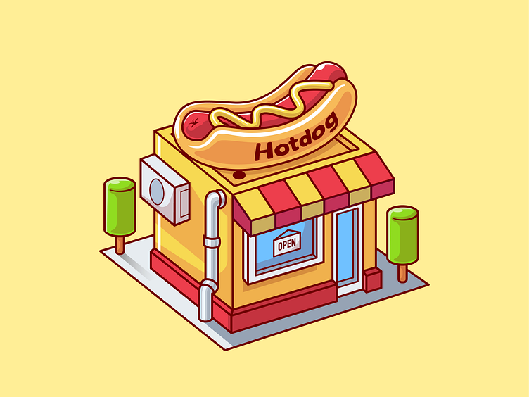 Food and Beverage Building Isometric🏪☕🧋🍦🌭 by catalyst on Dribbble