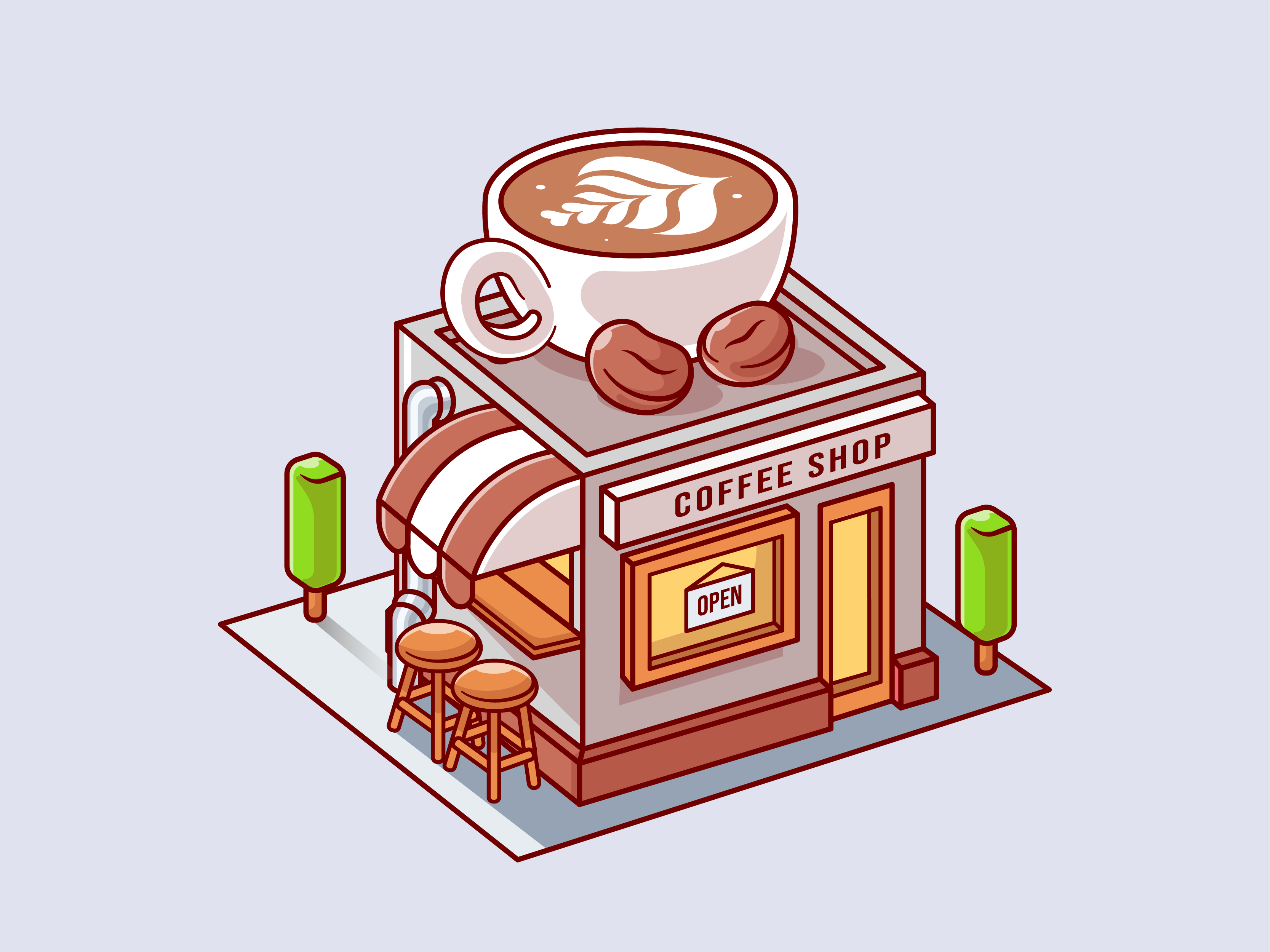 Food and Beverage Building Isometric🏪☕🧋🍦🌭 by catalyst on Dribbble