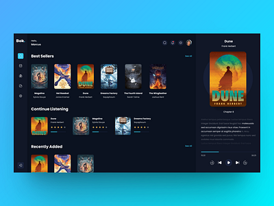 Audiobook Platform app design audiobook book design ebook landing library player streaming ui uiux webapp website