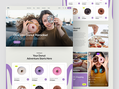 Dogur - Donut Store Landing Page card catalogue design ecommerce food home page landing page landing page web online shop shopify store ui ux web web design website design website landing page