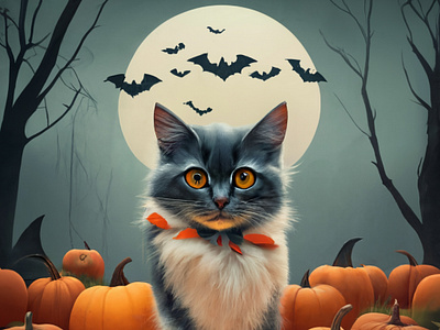 🎃🖼️ Elevate Your Halloween Decor with Mystical Cat Wall Art! graphicdesign illustration