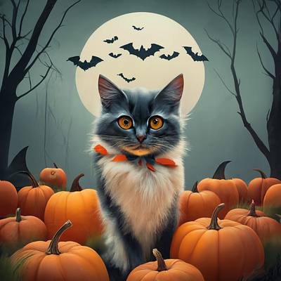 🎃🖼️ Elevate Your Halloween Decor with Mystical Cat Wall Art! graphicdesign illustration
