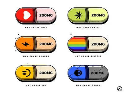 Pills Pills Pills creative death drugs happy impulse happyimpulse health illustration joy love medicine pills playful pride weed