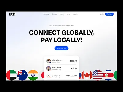 BCD Landing Page Animation animation bank bank website banking card clean finance finance website financial home page landing page principle ui web web design web designer website website animation