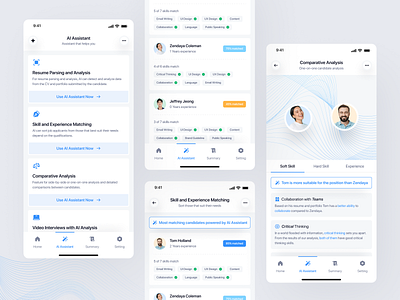 YoAI - AI Powered Candidate Evaluation and Matching Platform ai assistant ai platform card clean design design hiring hr hr management human resource mobile apps recruitment ui ui design uiux