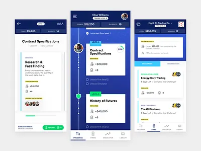 Trading Post apps bold color competition education ladders learning mobile modern ui