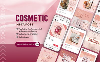 COSMETIC SOCIAL MEDIA TEMPLATE brand identity canva template cosmetic template graphic design illustration instagram template social media template