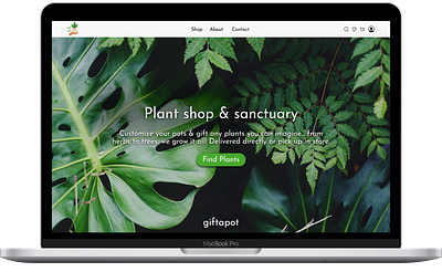 giftapot | Plant Gift Shop & Nursery | E-commerce UX Design landing page ui ux design