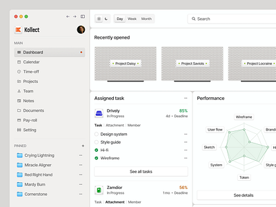 Kollect - HR Management Dashboard app design badge chart dashboard design gamification heatmap hr management leaderboards management performace track plan productivity team to do list tracking ui ui design uiux