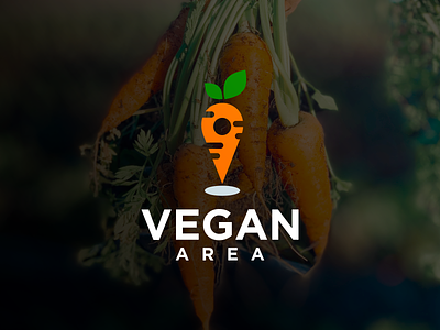 Vegan Area Logo area logo brand branding carrot carrot logo color design illustration logo maps logo pin logo place logo prio hans typography ui ux vector vegan vegan logo