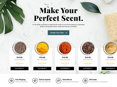 Custom Oil Scent Website Design branding clean design minimalist ui ux web website