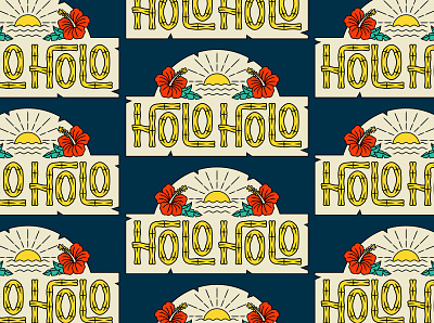 Holo Holo Fest - Logotype apparel branding custom type design geometric hawaii illustration line lineart logo logotype merch merchandise monoline
