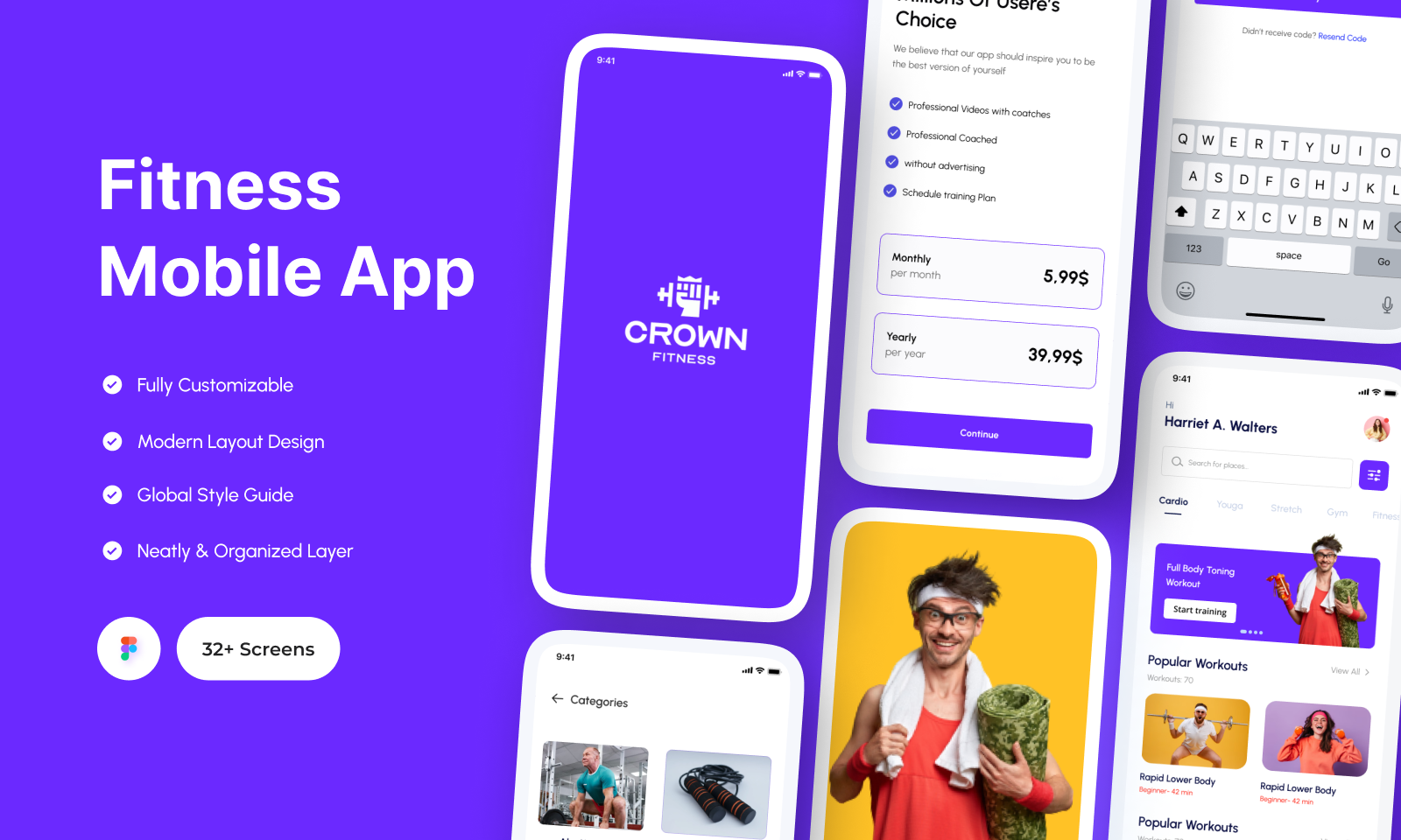 Fitness & Workout Mobile App animation app app design app kit app ui booking fitness app fitness app fitness app diet screens fitness mobile app ui kit fitness service mobile app fitness training app graphic design gym workout mobile app landing page motion graphics ui we website workout planner app