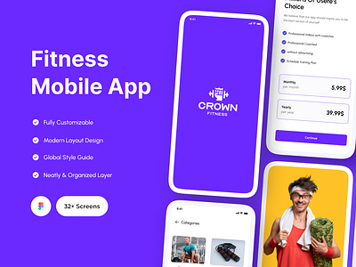 Fitness & Workout Mobile App animation app app design app kit app ui booking fitness app fitness app fitness app diet screens fitness mobile app ui kit fitness service mobile app fitness training app graphic design gym workout mobile app landing page motion graphics ui we website workout planner app