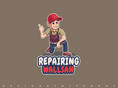 Repairing Wallsan Cartoon mascot logo art logo brand identity branding cartoon logo cartooning graphic design graphic logo hand drawn logo illlustration illustration logo logo logo design logo inspiration logo mark logo type logodesign mascot mascot logo repairing logo vintage logo