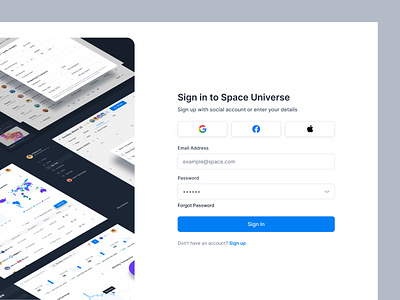 Sign In | Space Design System chart component library dashboard data design design system graph log in product product design sign in statistic stats style guide ui ui kits