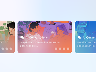 Feature cards and progress (updated) ai app app design colour conversation design dynamic gradient illustration ios language learning midjourney progress ui updated