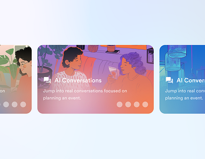 Feature cards and progress (updated) ai app app design colour conversation design dynamic gradient illustration ios language learning midjourney progress ui updated