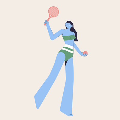 Let's play! affinitydesigner ball character characterart characterdesign design digitalart flat girl illustration tennis tennis racket ui vector