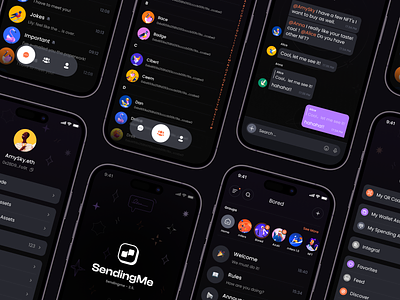 SendingMe - UX/UI design for decentralized encrypted messenger app app design application blockchain communication crypto illustration messenger navigation ui ux uxui app