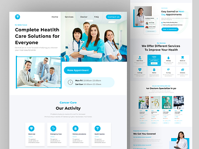 Medical Service Landing Page Design care clinic header ui health landing page home hospital landing landing page medical website paharmacy service ui web header website design website header