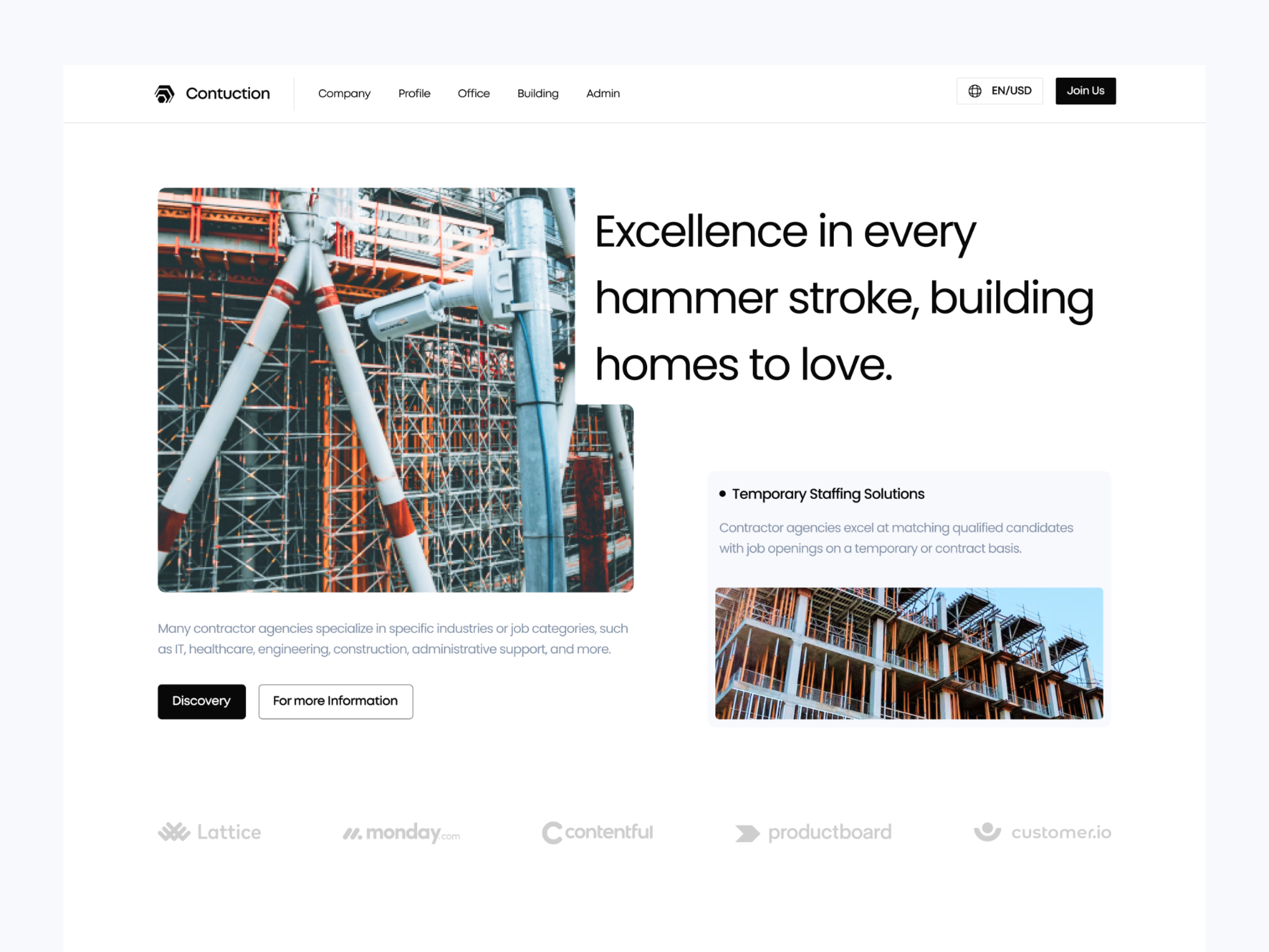 Landing Page - Contruction apart apartment build building bulder contrcution design house landing page landing page design office ui uiux web webapp website website design workspace