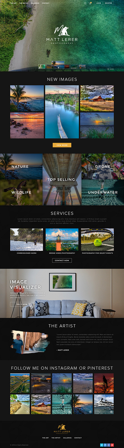 Photographer Website ui web design wordpress