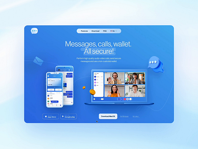 Oxy chat animation app cards clean concept features homepage interactive landing page product website ui ux