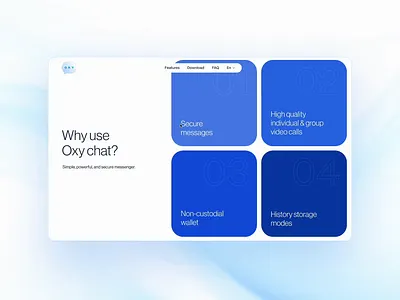 Oxy chat animation clean features homepage interactive product ui ux web design website why use