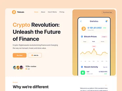 Crypto app landing page app app design clean crypto download finance header hero homepage landing page ui ux wallet website