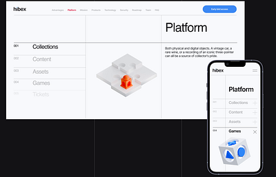 Hibex - platform 3d 3dart abstract adaptive design landing page mobile ui web design