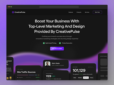 Hero Section of Landing Page UI agency hero section ui ui design visual design