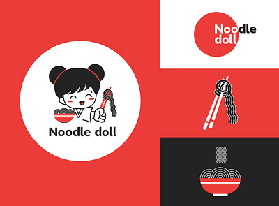 Noodle doll - logo for an Asian cafe brand branding business logo charatcter colours company creative logo cute designer food graphic design graphicdesign identity inspiration kids logo logo design logodesign logotype packaging