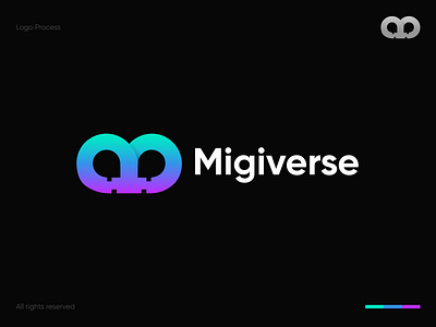 Migiverse Logo Design blockchain logo brand identity branding crypto design ecommerce infinity logo logo logo design logotype meta world metaverse logo modern logo nft marketplace nft product nfts symbol technology virtual logo virtual reality