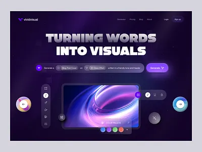 VividVisual - AI Image generator ai button design future galaxy generator glass glassmorphism image landing page modern ui ux website