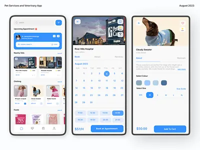 Vet app - Pet Services app - Veterinary app app appointment design doctor ios landing page pet pet shop ui uiux ux vet veterinary web web design