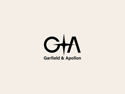 GA logo apollon black branding business company creative design ga garfield graphic design illustration logo logofolio logotype modern plus portfolio star vector wordmark