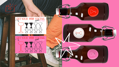 Brand identity design for a cocktails bar bar brand branding business card design graphic design identity illustration label packaging design typography