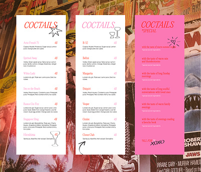 A menu design branding cocktails design graphic design handwhitting identity illustration menu nector printing design typography