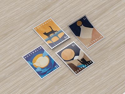 Australian Stamp Illustrations design gouache graphic design illustration stamp traditional typography