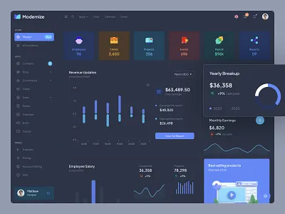 Admin Dashboard Design Template admin analytics bootstrap chart clean dark dashboard design figma free illustration minimal modern revenue theme ui